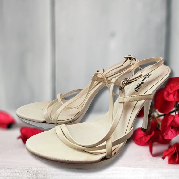 Y2K White Straps Open Toe Platform Sandal Heels - Picture 1 of 2